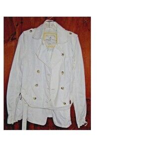 Womens Abercrombie & Fitch Jacket Size M White Light Weight Button& Belted